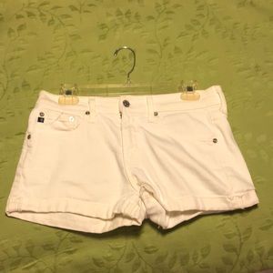 White blue jean shorts